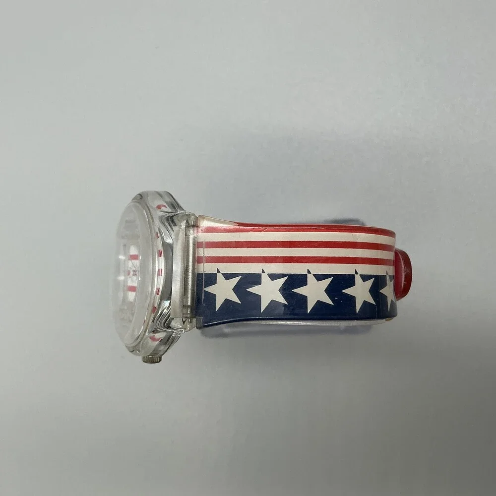 Vintage Fada USA Collection Unisex Watch 33mm Flag Red White Blue New Battery